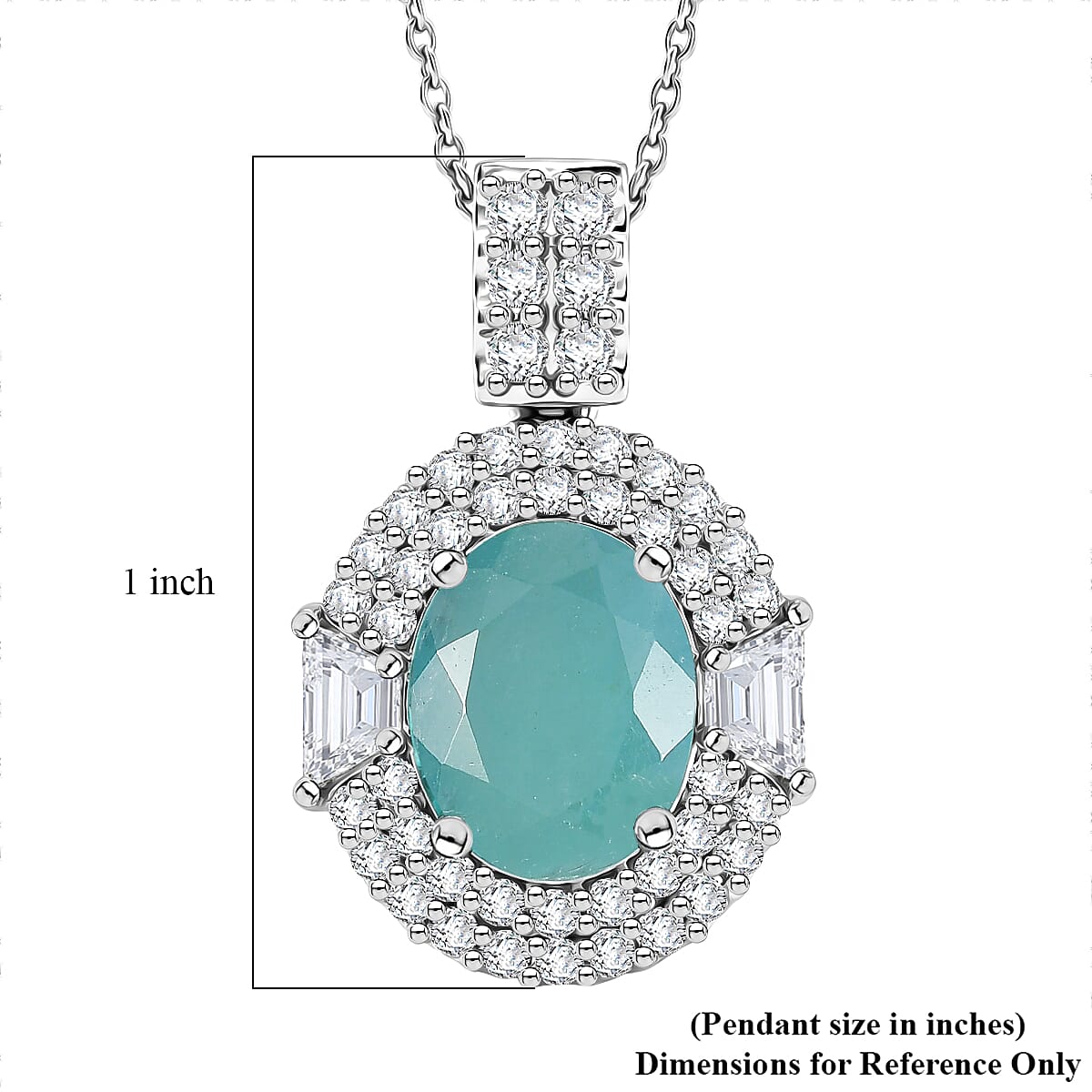 D'Joy Premium Grandidierite and Moissanite 3.50 ctw Pendant Necklace in Rhodium Over Sterling Silver (20 Inches)