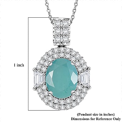 D'Joy Premium Grandidierite and Moissanite 3.50 ctw Pendant Necklace in Rhodium Over Sterling Silver (20 Inches)
