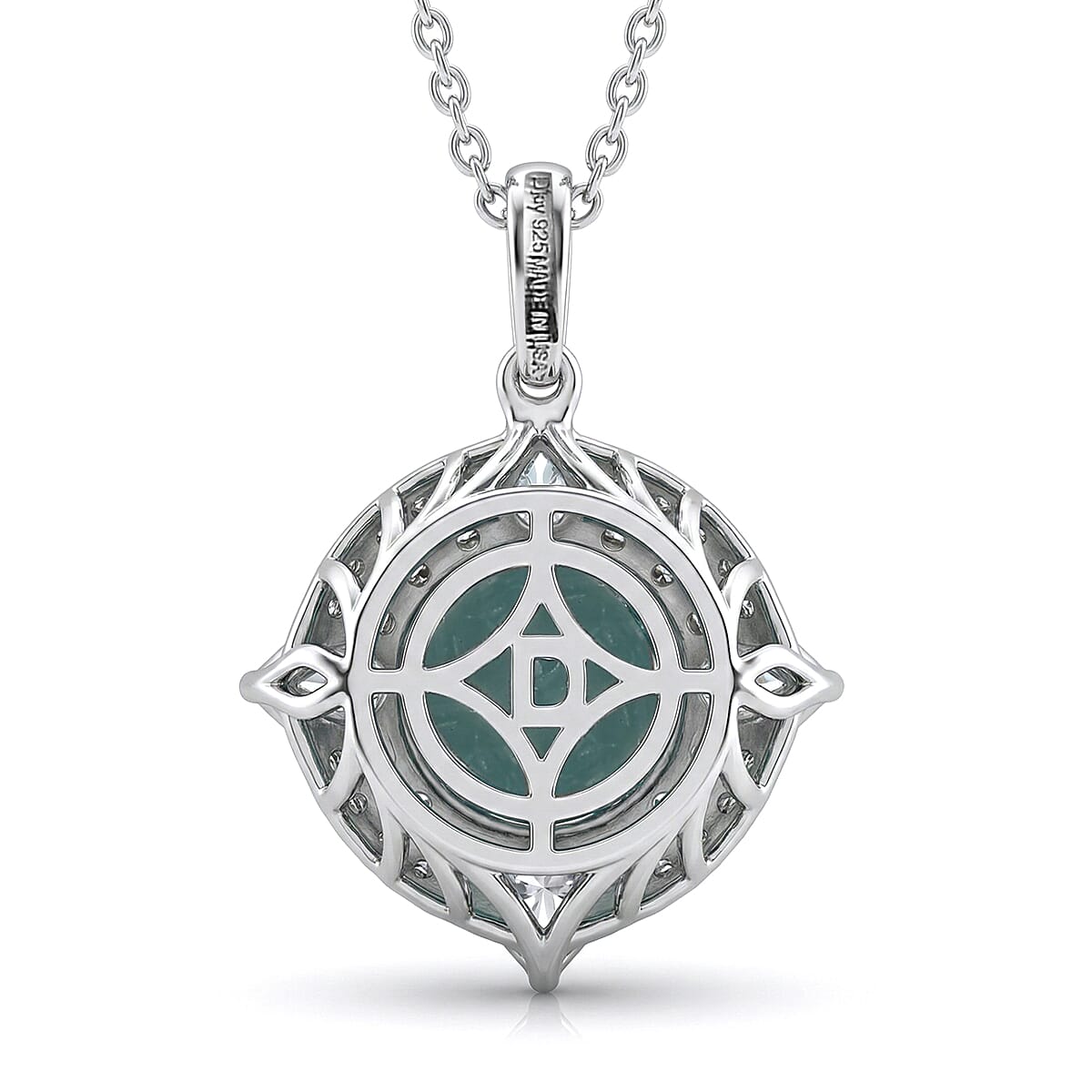 D'Joy Premium Grandidierite and Moissanite 4.25 ctw Pendant Necklace in Rhodium Over Sterling Silver (20 Inches) (Del. in 7-10 Days) image number 4