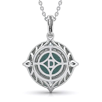 D'Joy Premium Grandidierite and Moissanite 4.25 ctw Pendant Necklace in Rhodium Over Sterling Silver (20 Inches)
