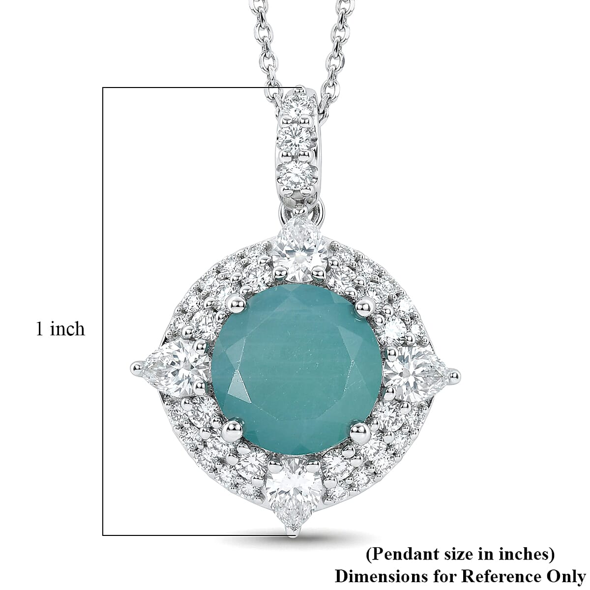 D'Joy Premium Grandidierite and Moissanite 4.25 ctw Pendant Necklace in Rhodium Over Sterling Silver (20 Inches)