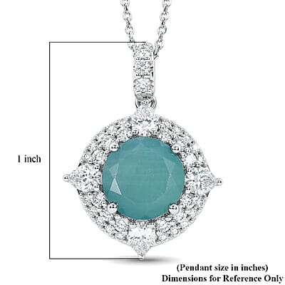 D'Joy Premium Grandidierite and Moissanite 4.25 ctw Pendant Necklace in Rhodium Over Sterling Silver (20 Inches)