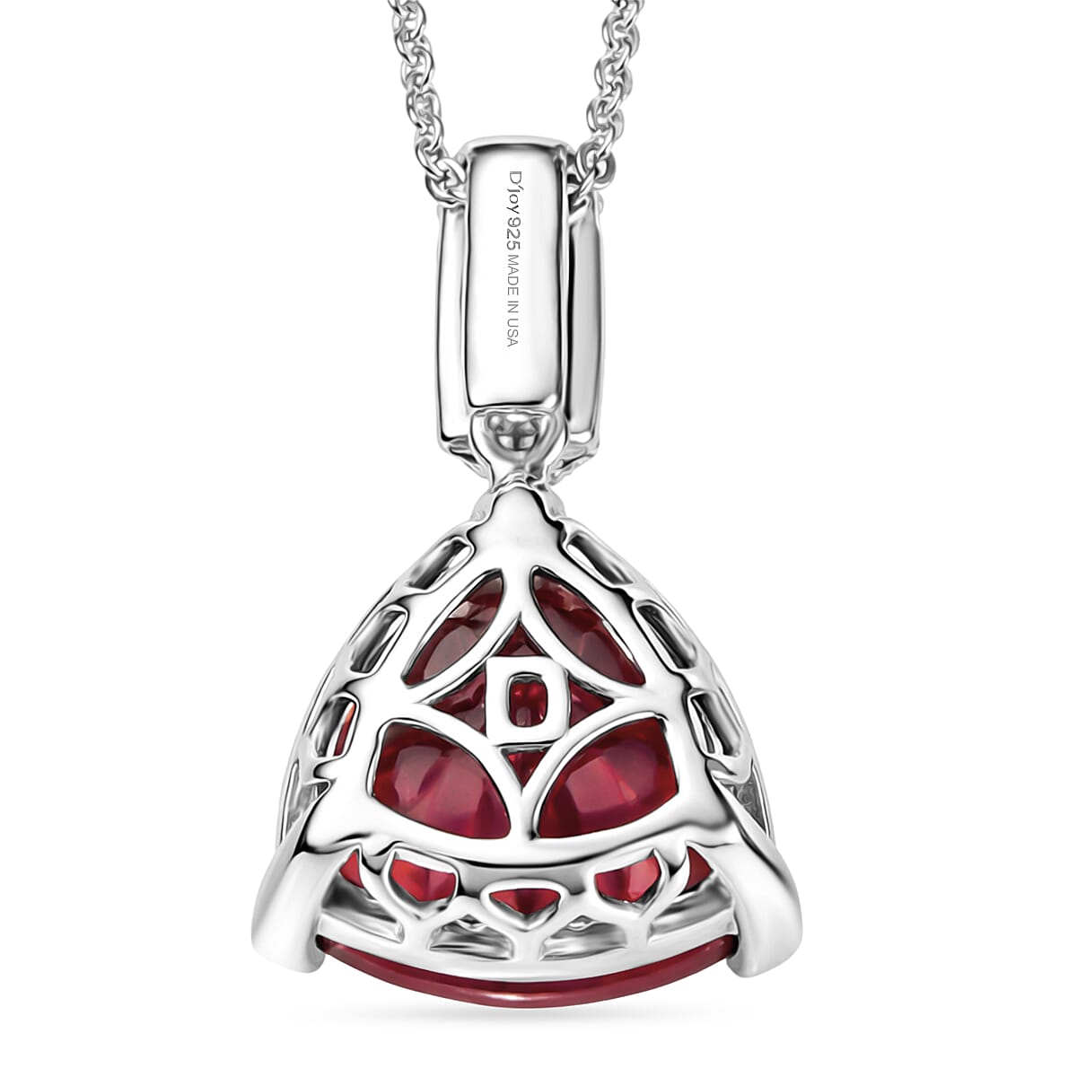 Certified & Appraised D'Joy Niassa Ruby (FF) and Moissanite 8.92 ctw Pendant Necklace in Rhodium Over Sterling Silver (20 Inches) image number 4