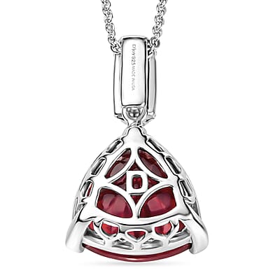 Certified & Appraised D'Joy Niassa Ruby (FF) and Moissanite 8.92 ctw Pendant Necklace in Rhodium Over Sterling Silver (20 Inches)