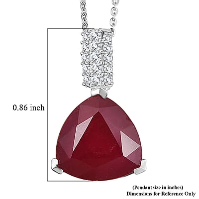 Certified & Appraised D'Joy Niassa Ruby (FF) and Moissanite 8.92 ctw Pendant Necklace in Rhodium Over Sterling Silver (20 Inches)