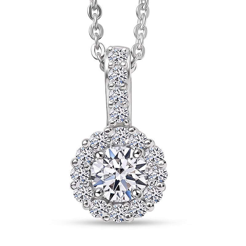Luxuriant Lab Grown Diamond G-H SI 0.50 ctw Pendant Necklace in Rhodium Over Sterling Silver 20 Inches