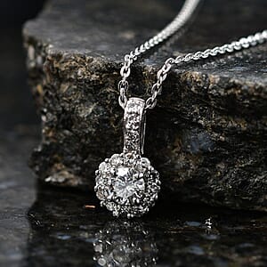 Luxuriant Lab Grown Diamond G-H SI 0.50 ctw Pendant Necklace in Rhodium Over Sterling Silver 20 Inches (Del. in 10-12 Days)
