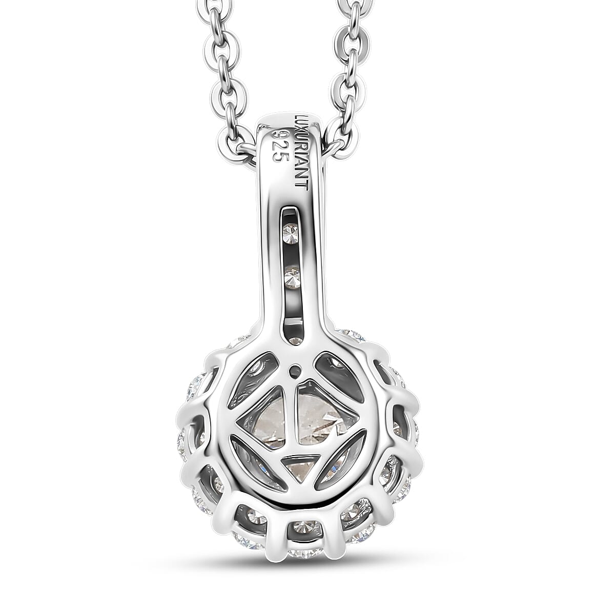 Luxuriant Lab Grown Diamond (G-H, SI) Pendant Necklace (20 Inches) in Rhodium Over Sterling Silver 0.50 ctw image number 4