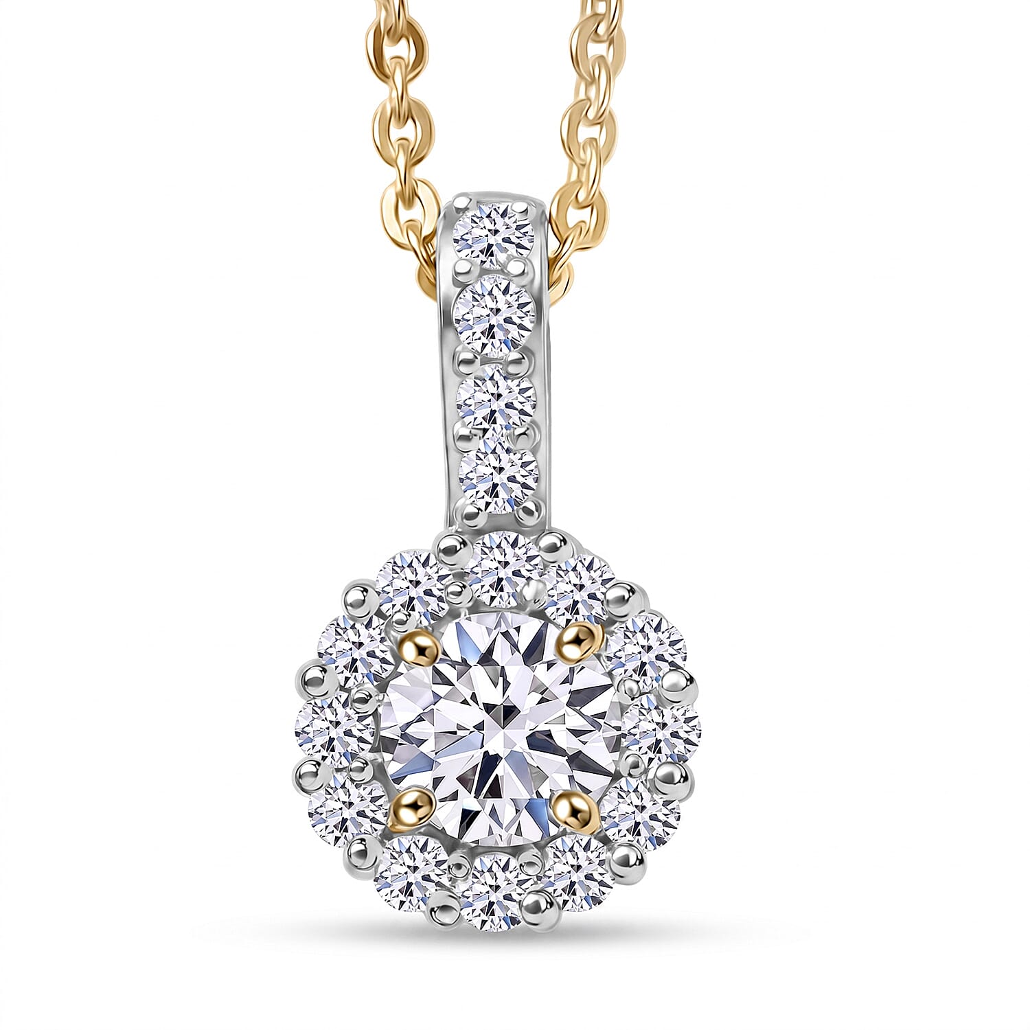 Luxuriant Lab Grown Diamond G-H SI 0.50 ctw Pendant Necklace in 18K Vermeil Yellow Gold Over Sterling Silver 20 Inches