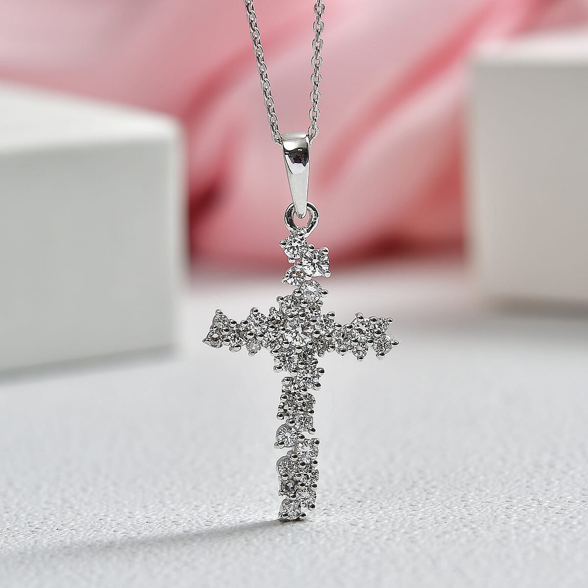 Luxuriant Lab Grown Diamond (G-H, SI) Pendant Necklace (20 Inches) in Rhodium Over Sterling Silver 1.00 ctw image number 1