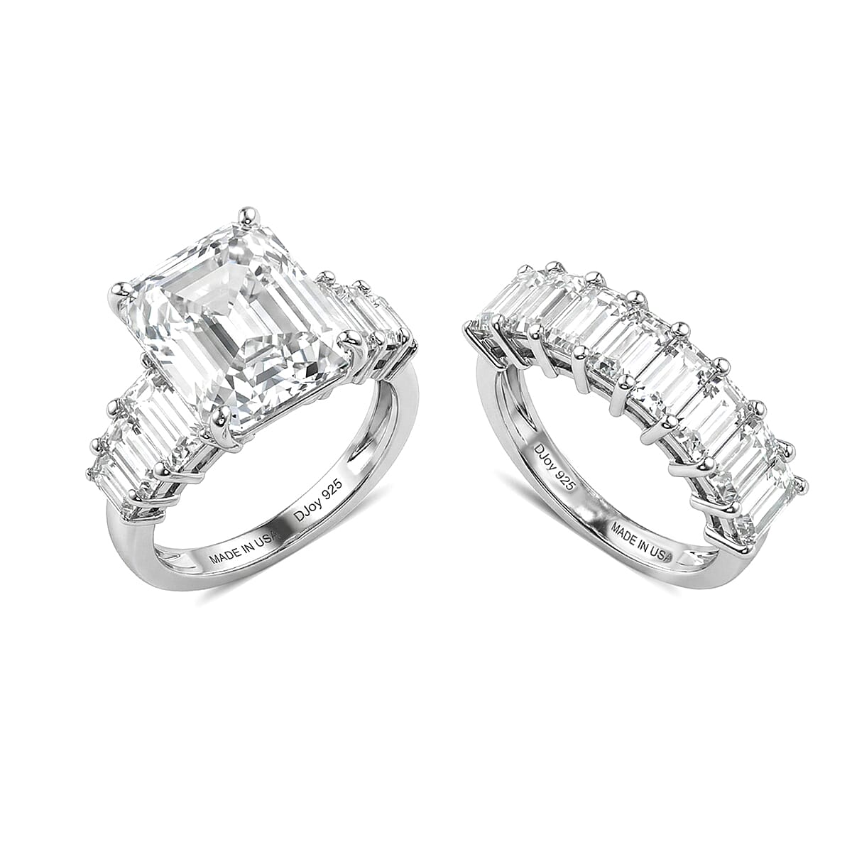 D'Joy Moissanite 10.65 ctw Set of 2 Elite Spark Ring in Rhodium Over Sterling Silver (Size 6.0)