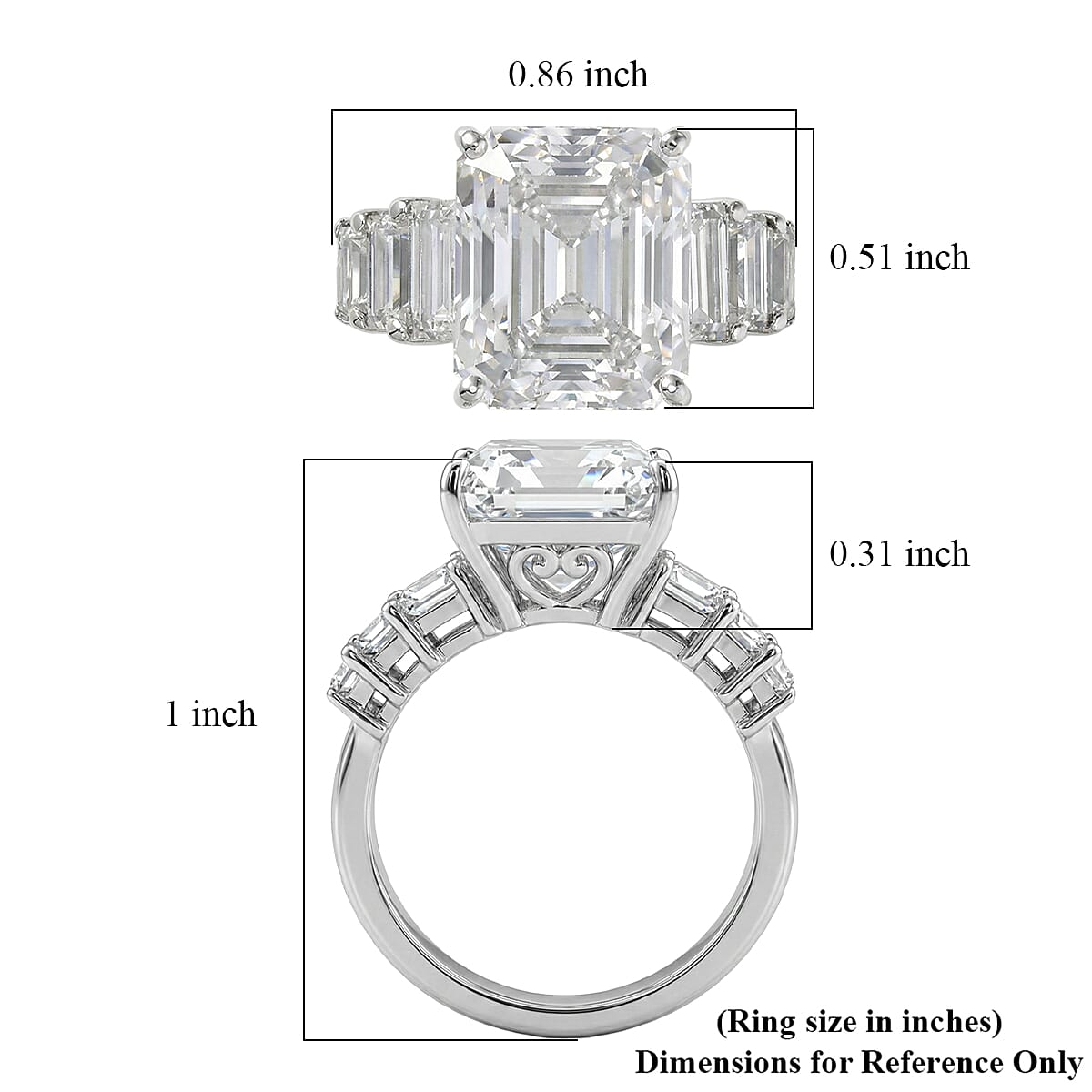 D'Joy Moissanite 10.65 ctw Set of 2 Elite Spark Ring in Rhodium Over Sterling Silver (Size 6.0)