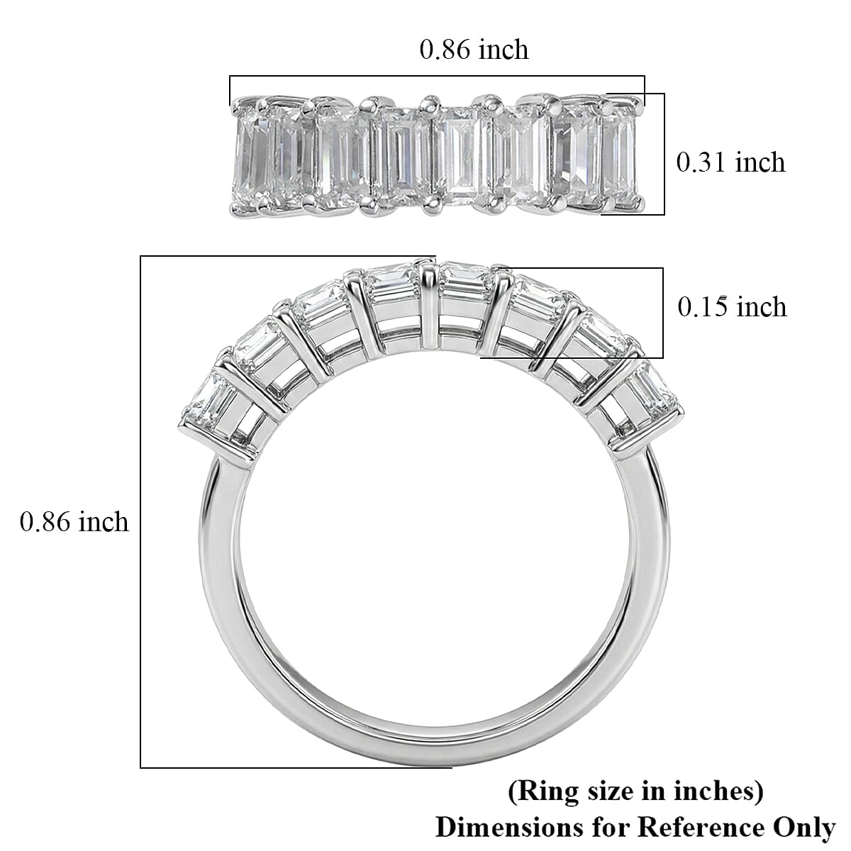 D'Joy Moissanite 10.65 ctw Set of 2 Elite Spark Ring in Rhodium Over Sterling Silver (Size 6.0)
