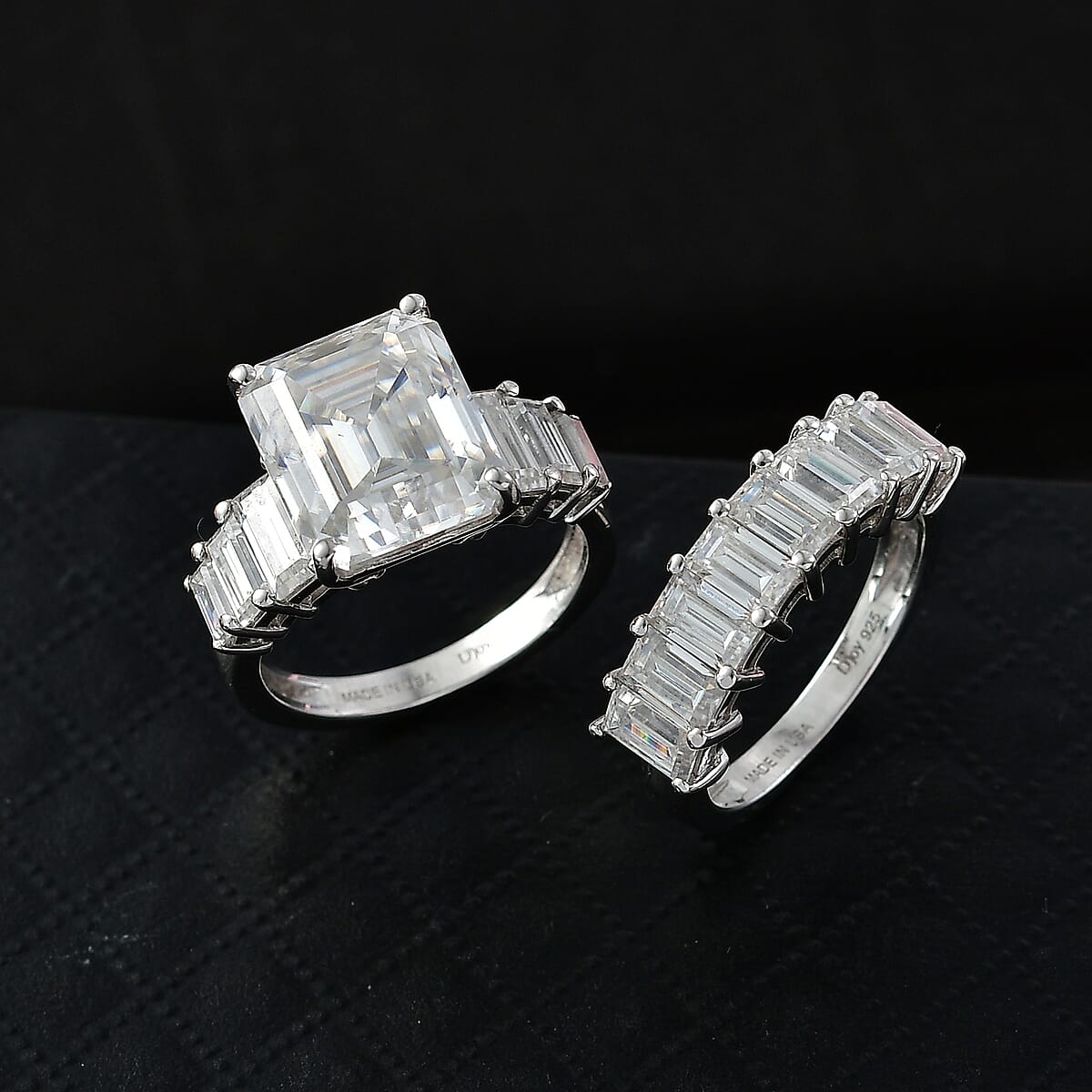 D'Joy Moissanite 10.65 ctw Set of 2 Elite Spark Ring in Rhodium Over Sterling Silver (Size 9.0) image number 1