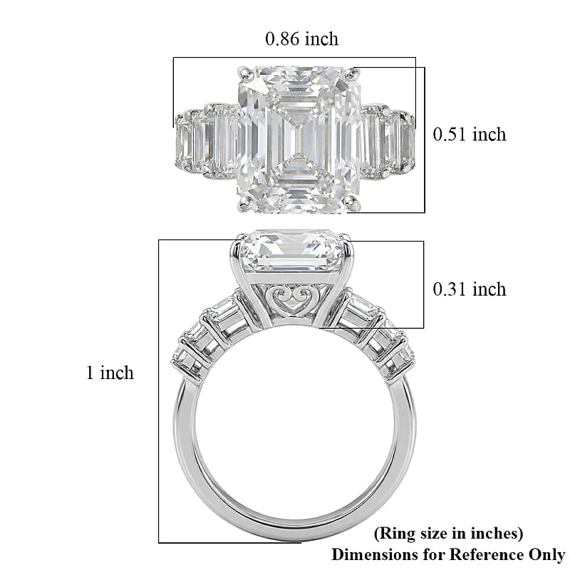 D'Joy Moissanite 10.65 ctw Set of 2 Elite Spark Ring in Rhodium Over Sterling Silver (Size 9.0)