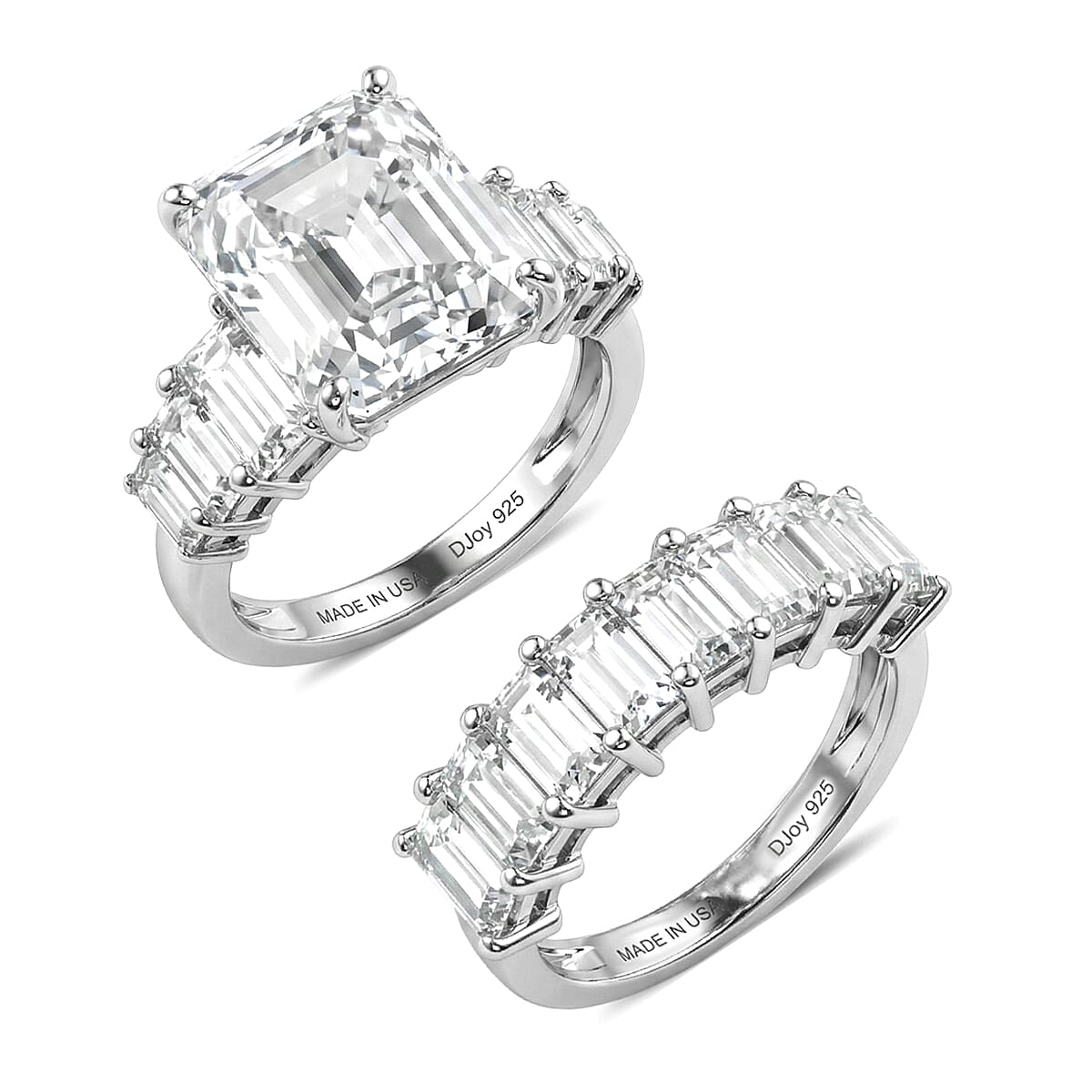 D'Joy Moissanite 10.65 ctw Set of 2 Elite Spark Ring in Rhodium Over Sterling Silver (Size 10.0) image number 3