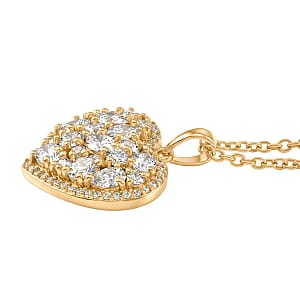 EverTrue Lab Created White Sapphire 2.50 ctw Heart Pendant in 18K YG Plated with ION Plated YG Stainless Steel Necklace (20 Inches)