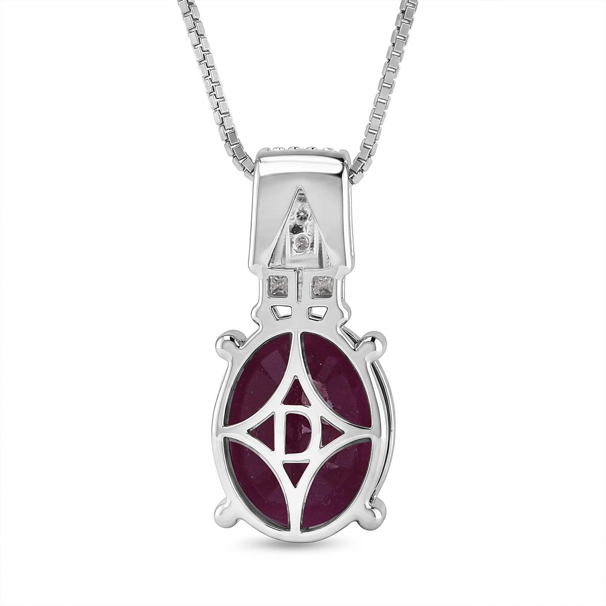 D'Joy AAA Natural Ruby and Moissanite 2.60 ctw Dynasty Flame Pendant Necklace in Rhodium Over Sterling Silver (20 Inches) image number 4
