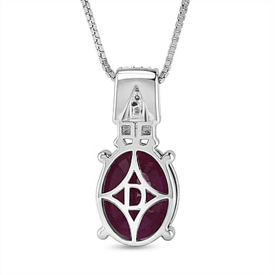 D'Joy AAA Natural Ruby and Moissanite 2.60 ctw Dynasty Flame Pendant Necklace in Rhodium Over Sterling Silver (20 Inches)
