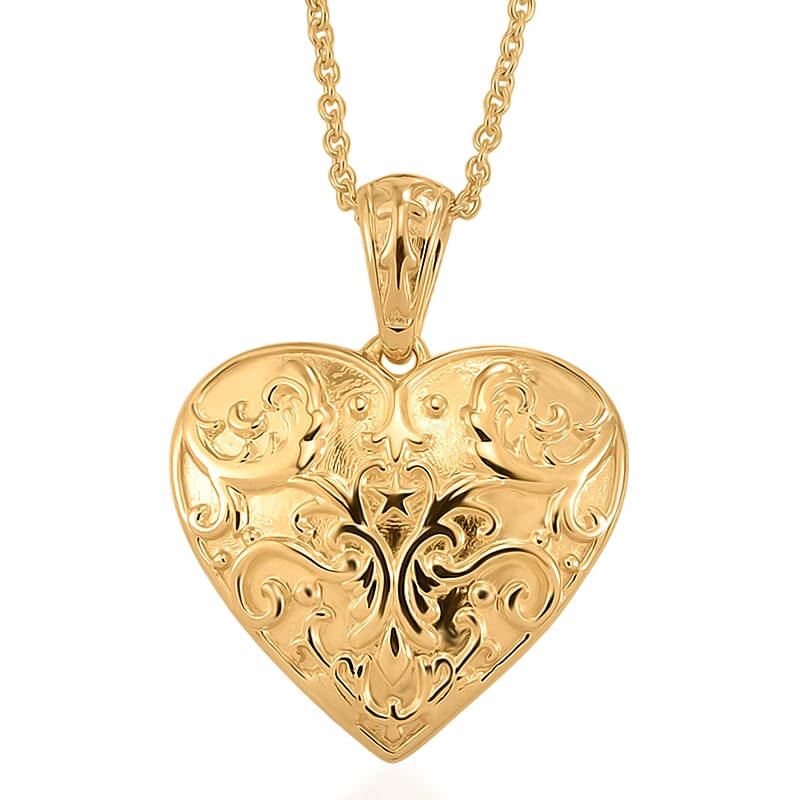 EverTrue Bronzella Collection Heart Pendant in 18K YG Plated Bronze with ION Plated YG Stainless Steel Necklace (20 Inches)