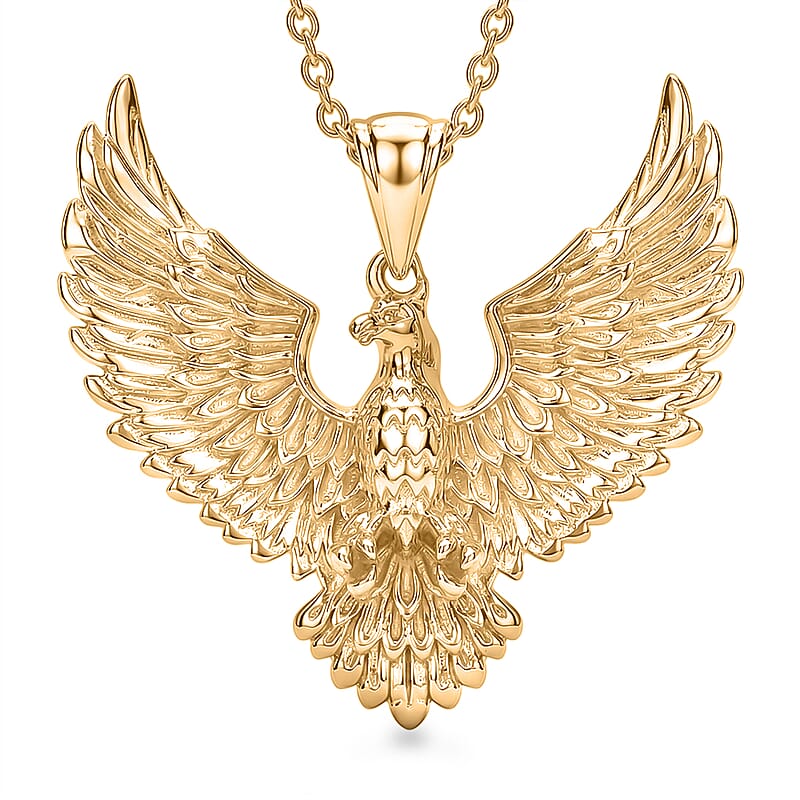 EverTrue Bronzella Collection Phoenix Pendant in 18K YG Plated Bronze with ION Plated YG Stainless Steel Necklace (20 Inches)