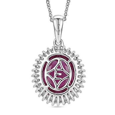 EverTrue African Lilac Quartz (Triplet) and White Zircon 4.70 ctw Bloom Glow Pendant in Platinum Bond with Stainless Steel Necklace 20 Inches
