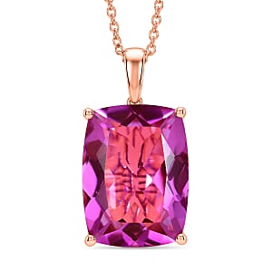 Evertrue African Lilac Quartz (Triplet) 20.30 ctw Pendant in 18K Rose Gold Plated with Stainless Steel Necklace 20 Inches