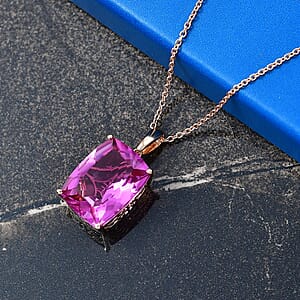 Evertrue African Lilac Quartz (Triplet) 20.30 ctw Pendant in 18K Rose Gold Plated with Stainless Steel Necklace 20 Inches