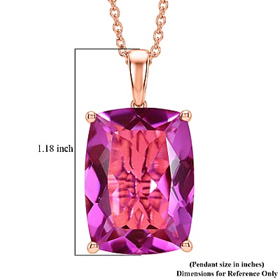 Evertrue African Lilac Quartz (Triplet) 20.30 ctw Solitaire Pendant in 18K Rose Gold Plated with Stainless Steel Necklace 20 Inches