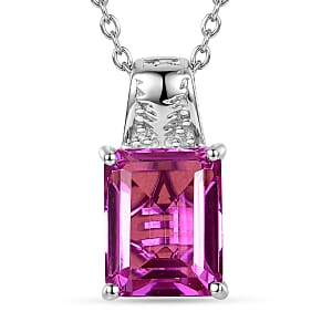 EverTrue African Lilac Quartz (Triplet) 6.85 ctw Pendant in Platinum Bond with Stainless Steel Necklace 20 Inches