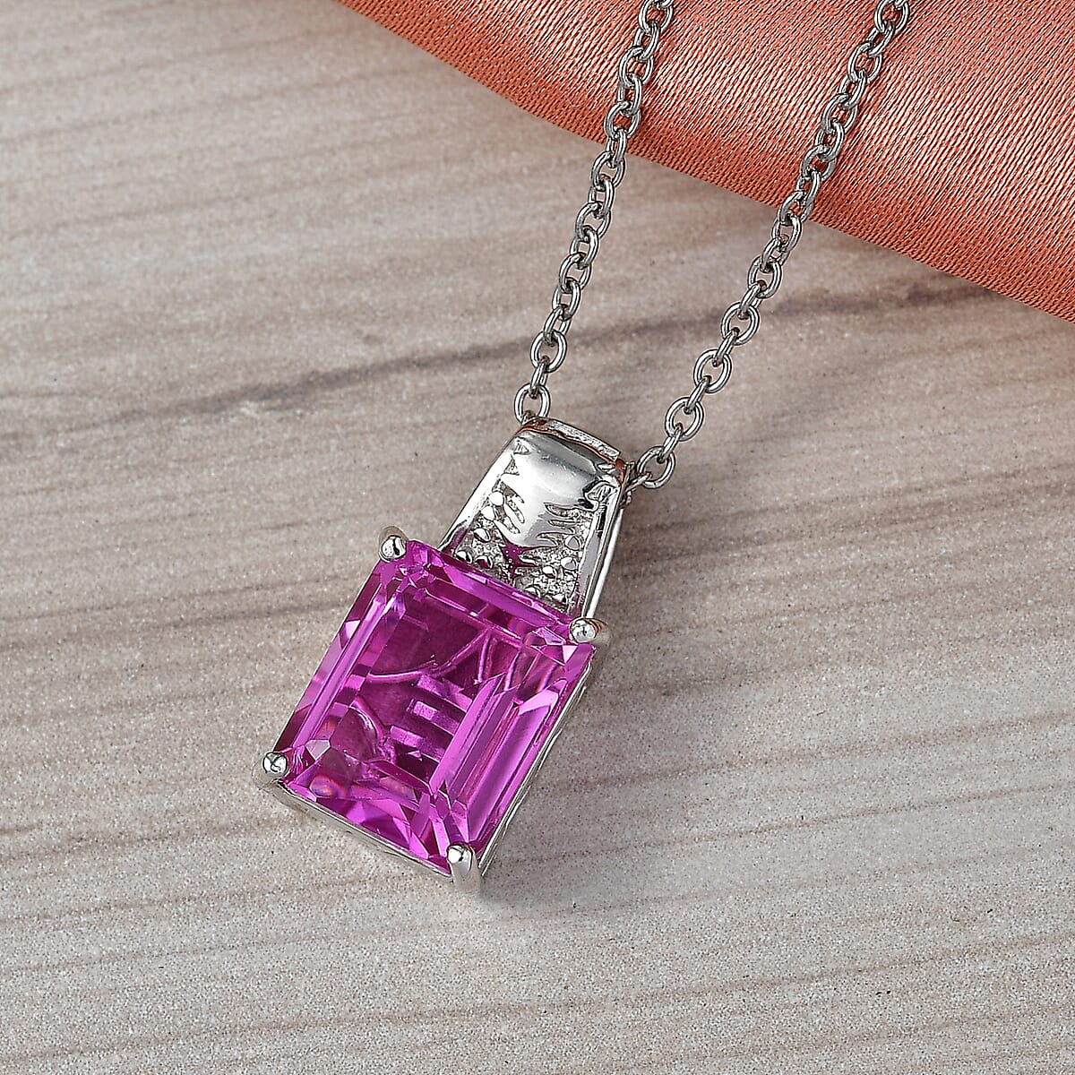 EverTrue African Lilac Quartz (Triplet) 6.85 ctw Pendant in Platinum Bond with Stainless Steel Necklace 20 Inches image number 1