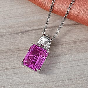 EverTrue African Lilac Quartz (Triplet) 6.85 ctw Pendant in Platinum Bond with Stainless Steel Necklace 20 Inches