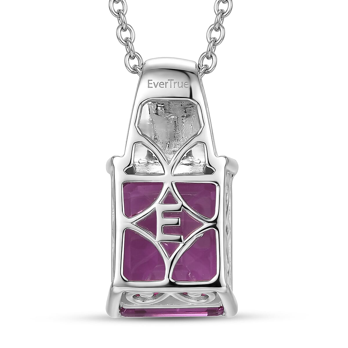 EverTrue African Lilac Quartz (Triplet) 6.85 ctw Pendant in Platinum Bond with Stainless Steel Necklace 20 Inches image number 4