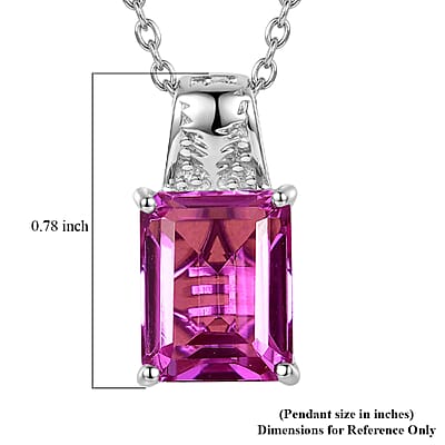 EverTrue African Lilac Quartz (Triplet) 6.85 ctw Solitaire Texture Pendant in Platinum Bond with Stainless Steel Necklace 20 Inches
