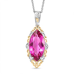 Evertrue African Lilac Quartz (Triplet) 10.25 ctw Pendant in Platinum Bond with Stainless Steel Necklace 20 Inches