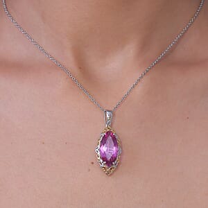 Evertrue African Lilac Quartz (Triplet) 10.25 ctw Pendant in Platinum Bond with Stainless Steel Necklace 20 Inches