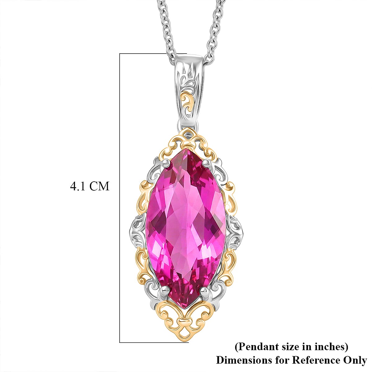 Evertrue African Lilac Quartz (Triplet) 10.25 ctw Eternal Flame Pendant in Platinum Bond with Stainless Steel Necklace 20 Inches