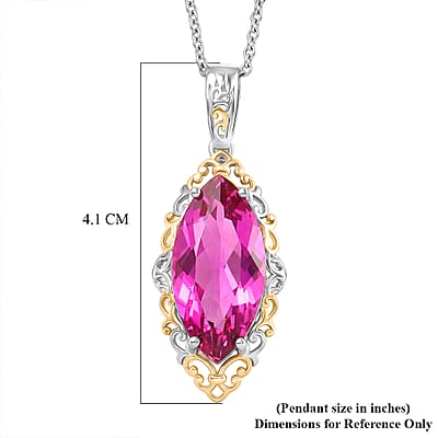 Evertrue African Lilac Quartz (Triplet) 10.25 ctw Eternal Flame Pendant in Platinum Bond with Stainless Steel Necklace 20 Inches