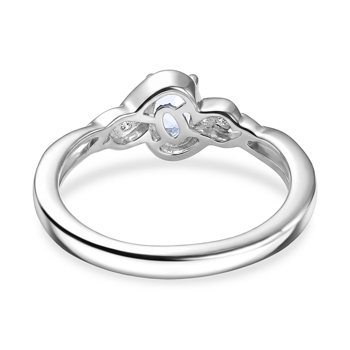 D'Joy Premium Mangoro Aquamarine, Moissanite 0.90 ctw Luxury Box Set Ring (Size 8.0) and Pendant Necklace (20 Inches) in Rhodium Over Sterling Silver