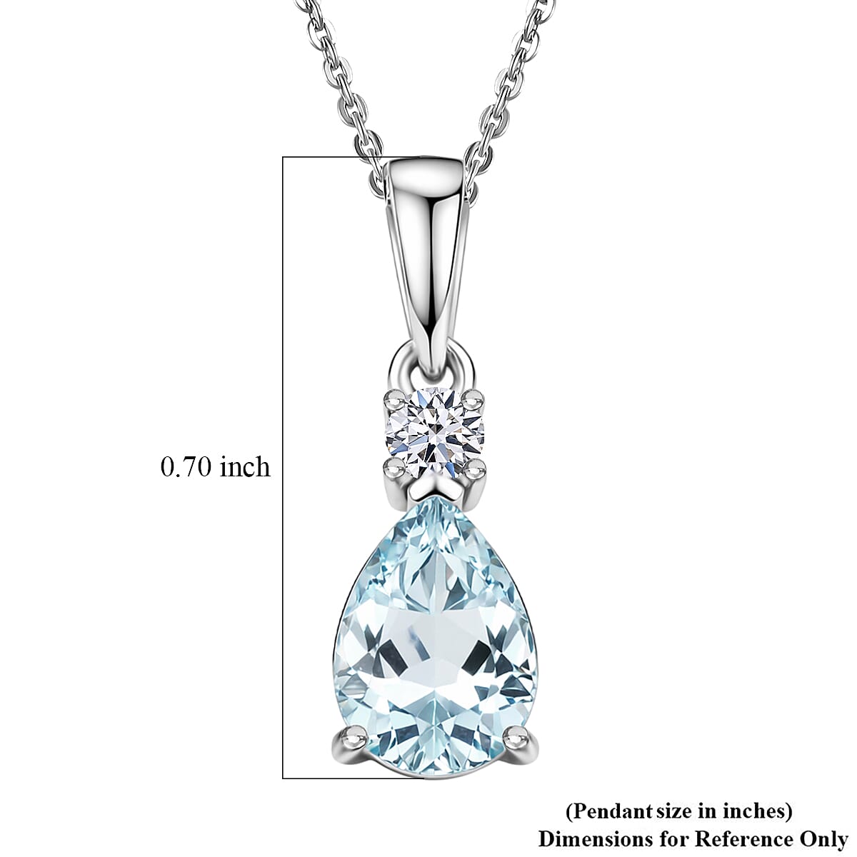 Premium Mangoro Santo Aquamarine and Luxuriant Lab Grown Diamond G-H SI 1.00 ctw Pendant Necklace in Rhodium Over Sterling Silver 20 Inches  image number 5