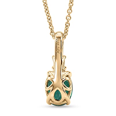 Certified & Appraised Luxoro AAA Kagem Zambian Emerald and Diamond I2 1.35 ctw Pendant Necklace in 10K Yellow Gold 20 Inches