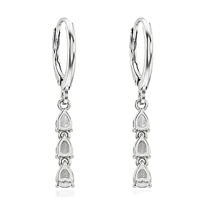 EverTrue Lab Created White Sapphire 5.35 ctw Floral Cluster Earrings, Ring (Size 6.00) and Pendant Necklace (20 Inches) in Platinum Bond and Stainless Steel