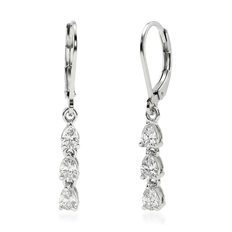 EverTrue Lab Created White Sapphire 5.35 ctw Floral Cluster Earrings, Ring (Size 6.00) and Pendant Necklace (20 Inches) in Platinum Bond and Stainless Steel