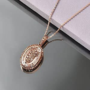 D'Joy Natural Champagne Diamond 1.00 ctw Royal Sunburst Pendant Necklace in 18K Vermeil Rose Gold Over Sterling Silver 20 Inches