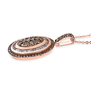 D'Joy Natural Champagne Diamond 1.00 ctw Royal Sunburst Pendant Necklace in 18K Vermeil Rose Gold Over Sterling Silver 20 Inches