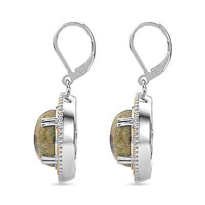 EverTrue Tasmanian Stichtite 32.00 ctw Earthstone Vintage Vine Set of Earrings, Ring (Size 6.0) and Pendant in 18K YG Plated and Platinum Bond with Stainless Steel Necklace 20 Inches