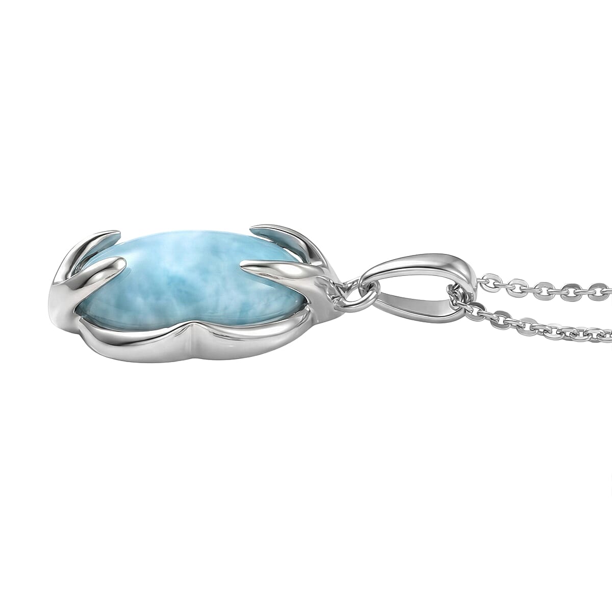 D'Joy AAA Larimar 3.40 ctw Pendant Necklace in Rhodium Over Sterling Silver 20 Inches image number 3