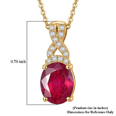 EverTrue Niassa Ruby (FF) and White Zircon 2.90 ctw Royal Infinity Pendant in 18K Yellow Gold Plated with ION Plated Yellow Gold Stainless Steel Necklace 20 Inches