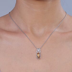 Jalisco Fire Opal 3.30 ctw Pendant in Platinum Bond with Stainless Steel Necklace (20 Inches)
