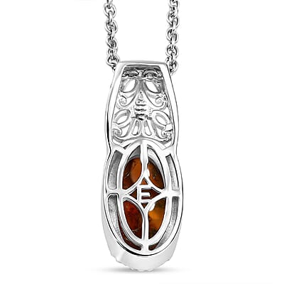 Jalisco Fire Opal 3.30 ctw Pendant in Platinum Bond with Stainless Steel Necklace (20 Inches)